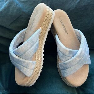 CLEARANCE Blue River Espadrille Puffer Platform Slide Crossover Sandals Size 8